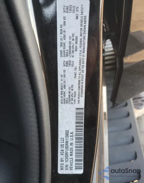 2024 Ram 1500 Trx z USA, uszkodzony, nr VIN 1C6SRFU93RN113653